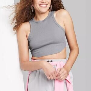 Wild Fable Sleeveless Ribbed Knit Cropped Value Tiny Tank Top Gray Women's‎ XXS